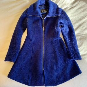 Guess Y2K Wool Blend Fit and Flare Lined Coat Zip Blue Size Small
